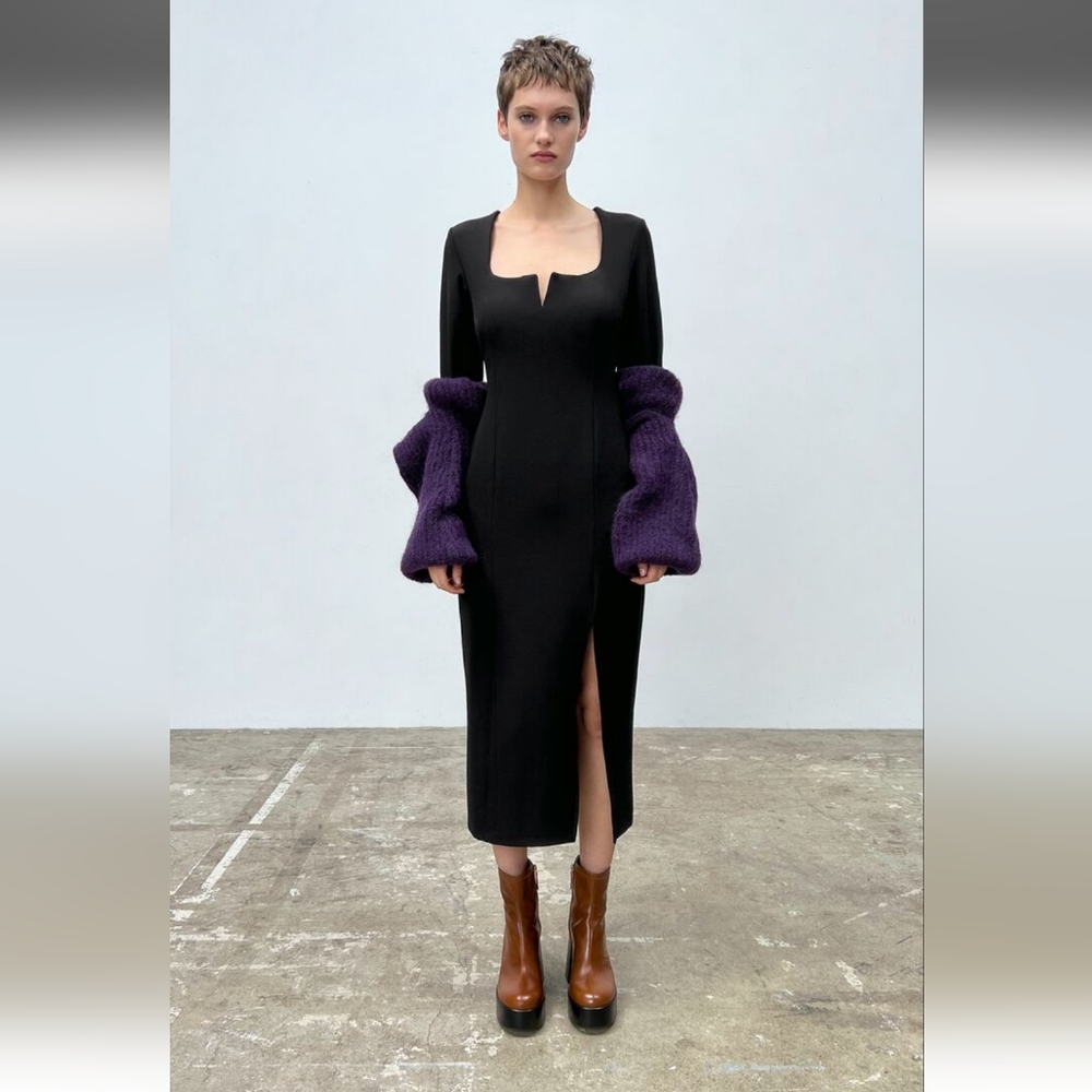 NWT Zara Square Neck Midi Dress, Size S